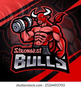 Strongest bulls esport mascot logo design