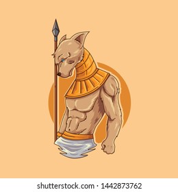 Strongest Cat Warrior Illustration Vector
