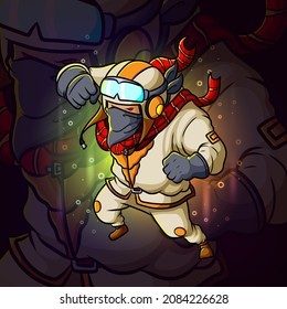 The strongest graffiti man is ready to punch esport mascot design of illustration
