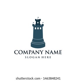 stronghold castle tower vector logo design template like rook chess piece