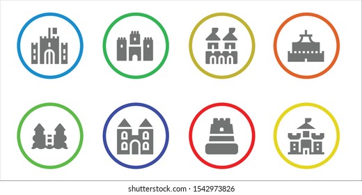 stronghold icon set. 8 filled stronghold icons.  Collection Of - Castle, Fortress icons