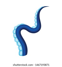 Strongly bent blue tentacles of octopus. Vector illustration on white background.