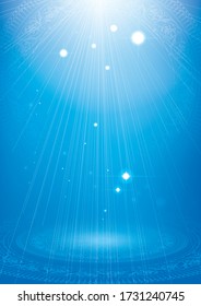 Luz fuertemente radiante. Fondo abstracto azul