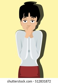 strongly surprised person, vector cartoon portrait