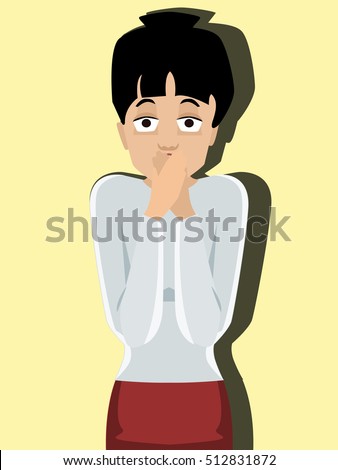 strongly surprised person, vector cartoon portrait