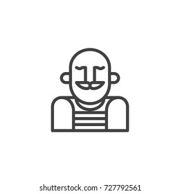 Strongman circus actor line icon, outline vector sign, linear style pictogram isolated on white. Symbol, logo illustration. Editable stroke