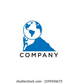 strongman logo with globe design vector