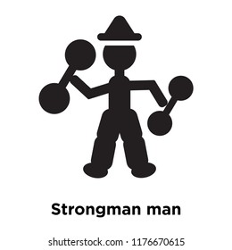 Strongman man icon vector isolated on white background, logo concept of Strongman man sign on transparent background, filled black symbol