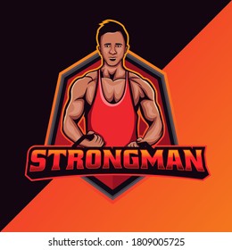 Strongman mascot logo template. perfect for team logo, merchandise, apparel, etc