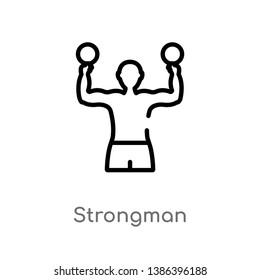 strongman vector line icon. Simple element illustration. strongman outline icon from professions and jobs concept. Can be used for web and mobile