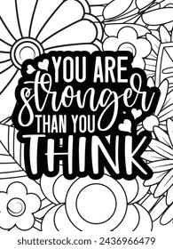 Strong-Woman Quotes Coloring pages. All these designs are unique Coloring pages for adults and kids Vector Illustration.