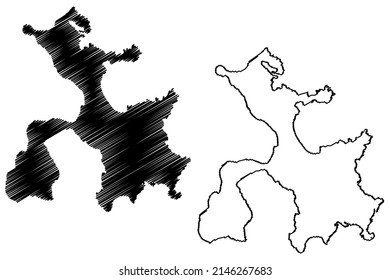 Stronsay island (United Kingdom of Great Britain and Northern Ireland, Scotland, Orkney) map vector illustration, scribble sketch Isle of Stronsay map