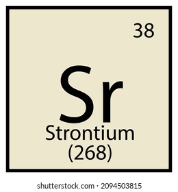 Strontium chemical icon. Periodic table symbol. Isolated sign. Light gray background. Vector illustration. Stock image.