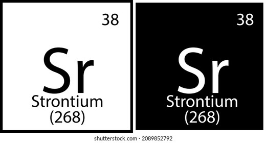 Strontium chemical symbol. Square frames. Science structure. Flat art. Mendeleev table. Vector illustration. Stock image. 