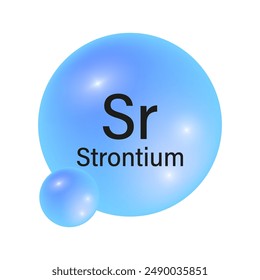 Strontium element icon. Shiny blue sphere. Sr periodic symbol. Vector illustration.