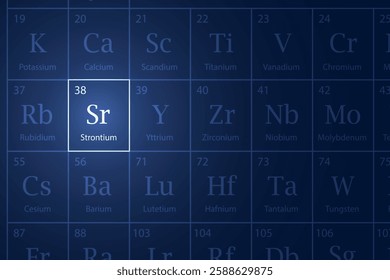 Strontium highlighted element in periodic table with glowing effect