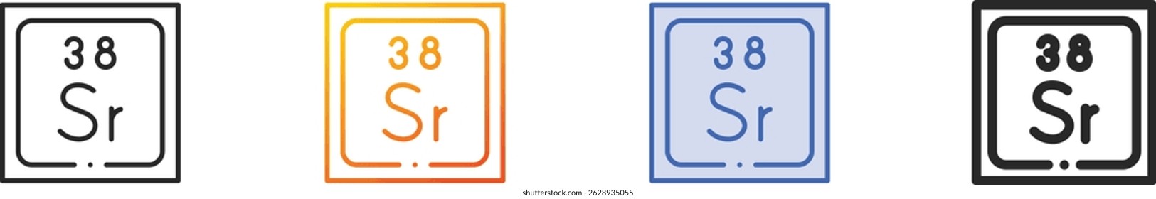 strontium icon.Thin Linear, Gradient, Blue Stroke and bold Style Design Isolated On White Background