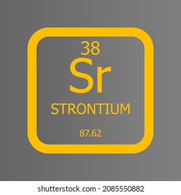 Strontium Sr Chemical Element vector illustration diagram, with atomic number and mass. Simple flat dark gradient design for education, lab, science class.