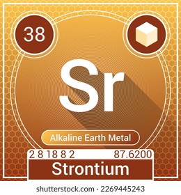 Strontium (Sr) Element - Alkaline Earth Metal - Periodic Table, Chemical Symbol, Name, Atomic Weight, Atomic Number, Electron Shells, Classification, Phase at STP - Chemistry Logo Icon Design