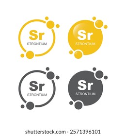 Strontium (Sr) icon, structure chemical element. Chemical element of periodic table.