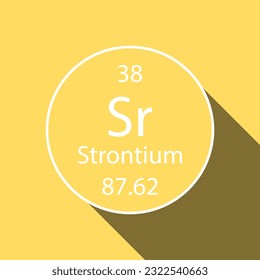 Strontium symbol with long shadow design. Chemical element of the periodic table. Vector illustration.