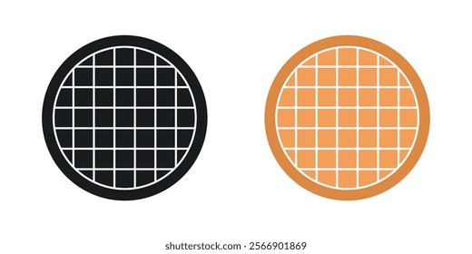 Stroopwafel cookies icon set in black and colored