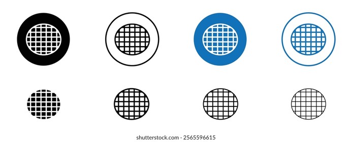 Stroopwafel cookies icons in black and blue colors