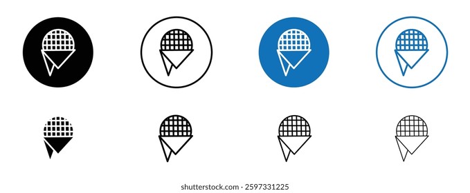 Stroopwafel icon set in black and blue colors on white background