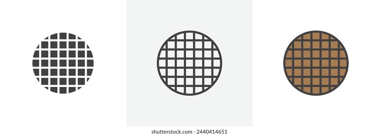 Stroopwafel Sweet Snack Icons. Traditional Waffle Cookie and Chocolate Treat Symbols