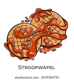 Stroopwafel is a traditional Dutch sweet treat consisting of two thin, crispy waffle layers filled with a rich, gooey caramel-like syrup (stroop) in the middle