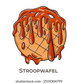 Stroopwafel is a traditional Dutch sweet treat consisting of two thin, crispy waffle layers filled with a rich, gooey caramel-like syrup (stroop) in the middle