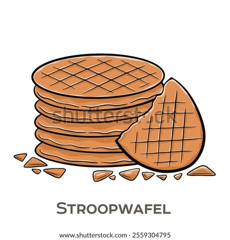 Stroopwafel is a traditional Dutch sweet treat consisting of two thin, crispy waffle layers filled with a rich, gooey caramel-like syrup (stroop) in the middle