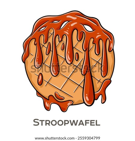 Stroopwafel is a traditional Dutch sweet treat consisting of two thin, crispy waffle layers filled with a rich, gooey caramel-like syrup (stroop) in the middle