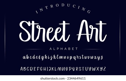 Strret Art Hand drawn mono line font lowercase and uppercase. Calligraphy decorative ABC alphabet isolated. Hand lettering and custom typography for your designs, logo, poster, card. Vector typeface.