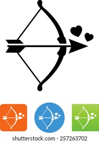 Struck by love / Bow and arrow with hearts icon