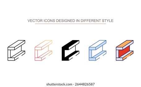 Structural beam icon design with white background stock illustration