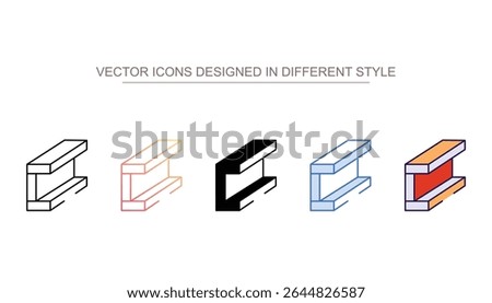 Structural beam icon design with white background stock illustration