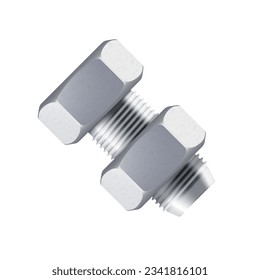 Structural Bolt With Hex Nut Isolated On White. EPS10 Vector