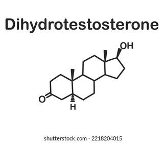 Structural chemical formula of dihydrotestosterone isolated on white background.