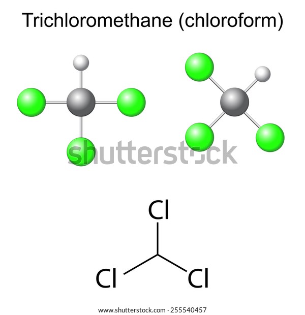 Structural Chemical Formula Model Trichloromethane Chloroform: Stock ...