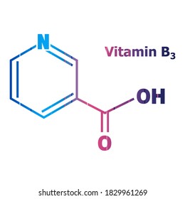 Structural chemical formula of niacin. Nicotinic acid or vitamin b3.