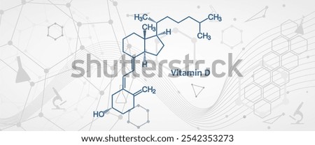 Structural chemical formula of vitamin D. Vitamin D is essential for the bones and teeth, brain health, etc.