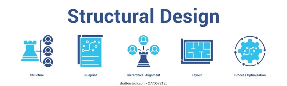 Structural Design web banner icon set vector illustration concept for business with icon of Structure, Blueprint, Hierarchical Alignment, Layo.