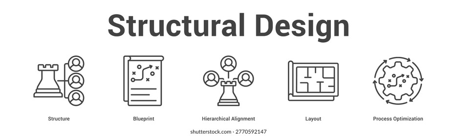 Structural Design web banner icon set vector illustration concept for business with icon of Structure, Blueprint, Hierarchical Alignment, Layo.