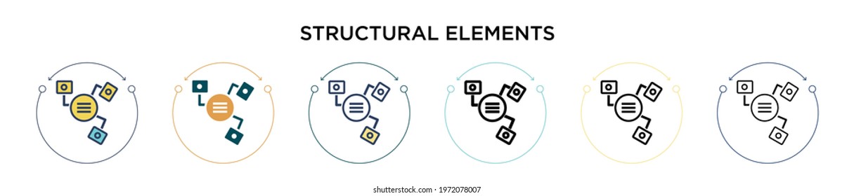 Structural elements icon in filled, thin line, outline and stroke style. Vector illustration of two colored and black structural elements vector icons designs can be used for mobile, ui, web