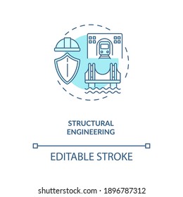 Türkisfarbenes Konstruktionssymbol. Unterstützungsstruktur. Infrastrukturbau. Projektidee des Baugewerbes in dünner Linie. Vektorgrafik einzeln Umriss RGB Farbzeichnung. Bearbeitbarer Hub