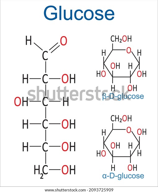 Structural formula of alpha and beta glucose vector and\
high quality image 