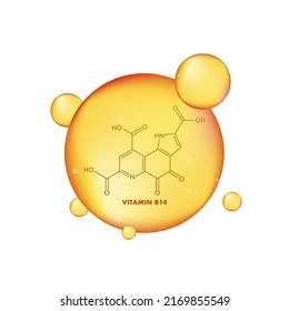 Structural formula of vitamin B14 on a white background. Vector illustration