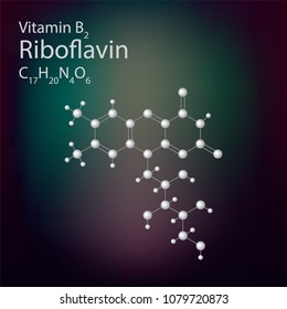 Structural formula of Vitamin B2. Vector molecular structure of Riboflavin.