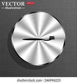 Structural gray background with a metallic circle, with shadow. Toothbrush and Toothpaste , vector illustration, EPS 10